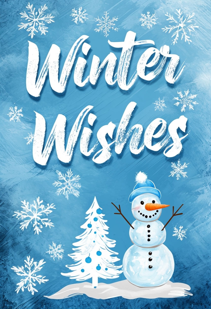 Festive Winter Wishes Greeting Card with Snowman and Tree Card