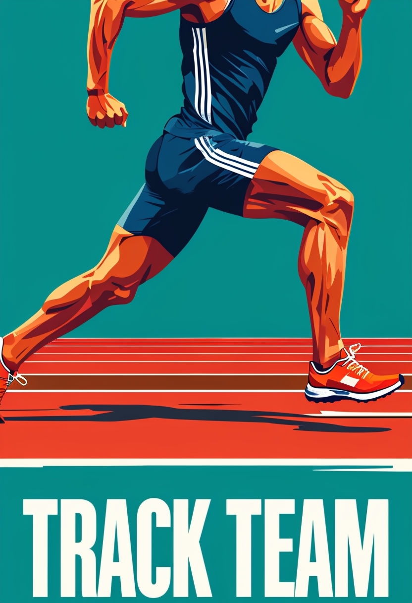 Dynamic Athlete Running Track Team Sports Art Poster