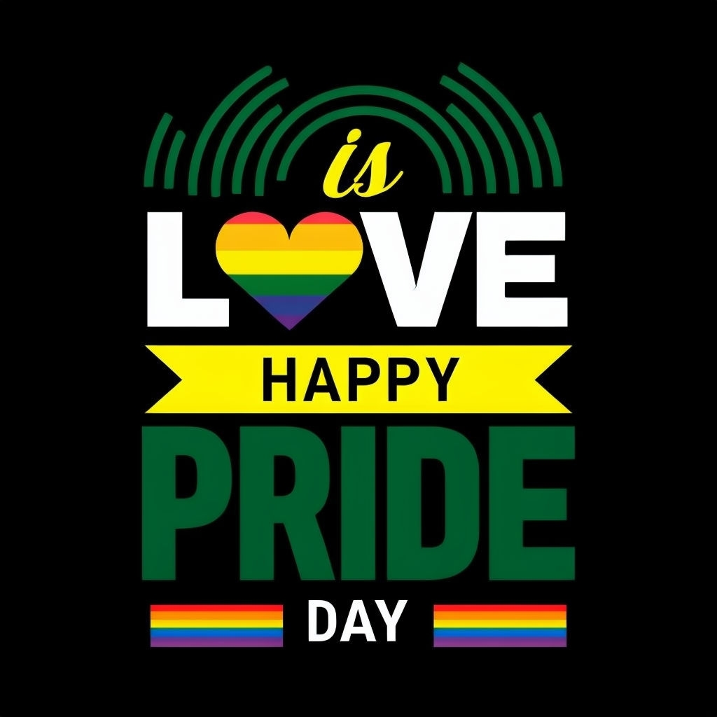 Happy Pride Day Celebration T-Shirt with Colorful Heart Design