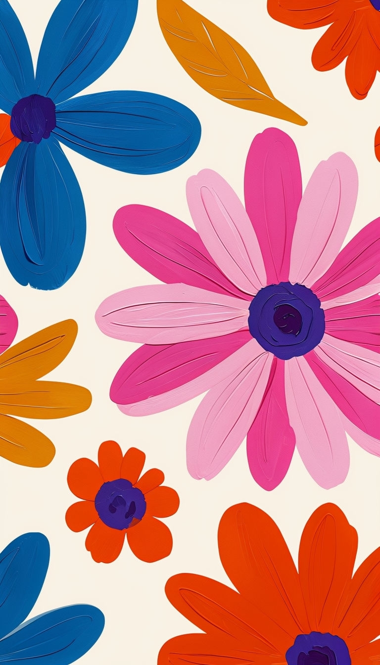 Vibrant Modern Floral Graphic Design on Cream Phone Case Cover
