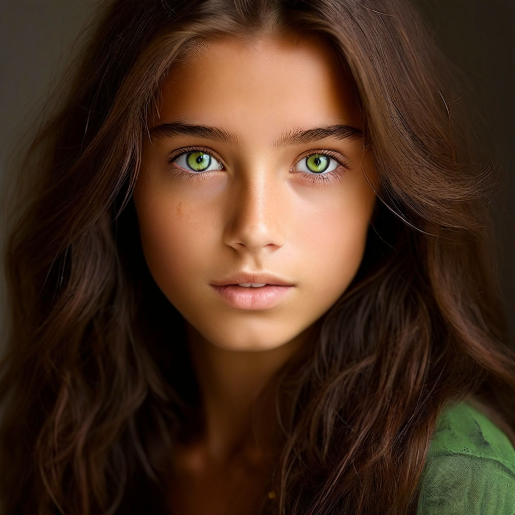 the pretty princess with beautiful green eyes and brown hair