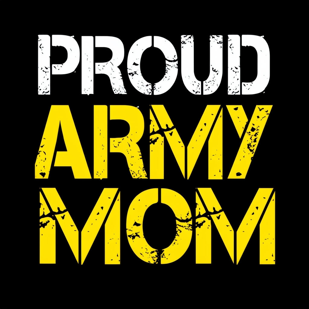 Proud Army Mom Distressed Stencil Typography T-Shirt