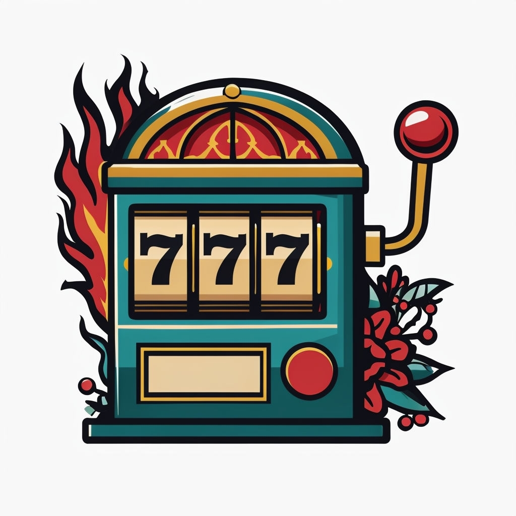 Vibrant Tattoo-Style Slot Machine Illustration T-Shirt