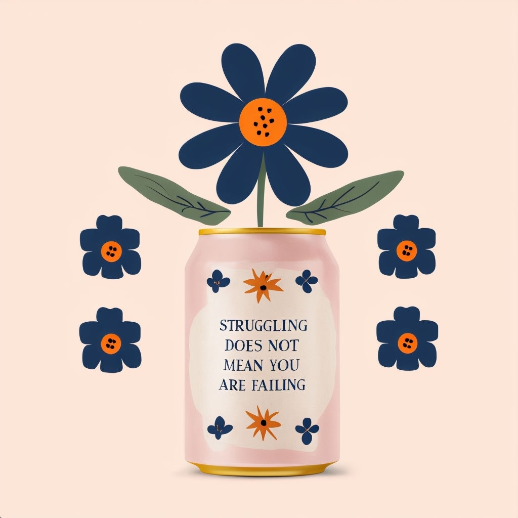 Inspirational Floral Beverage Can Design with Motivational Quote Poster