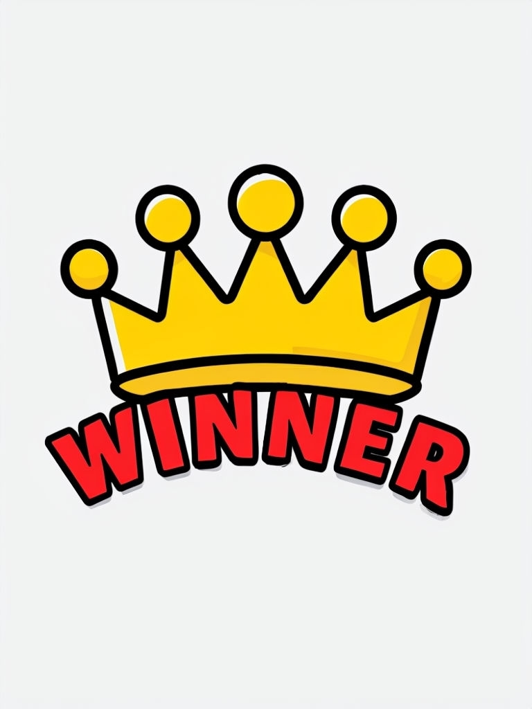 Bright Yellow Winner Crown Cartoon Sticker