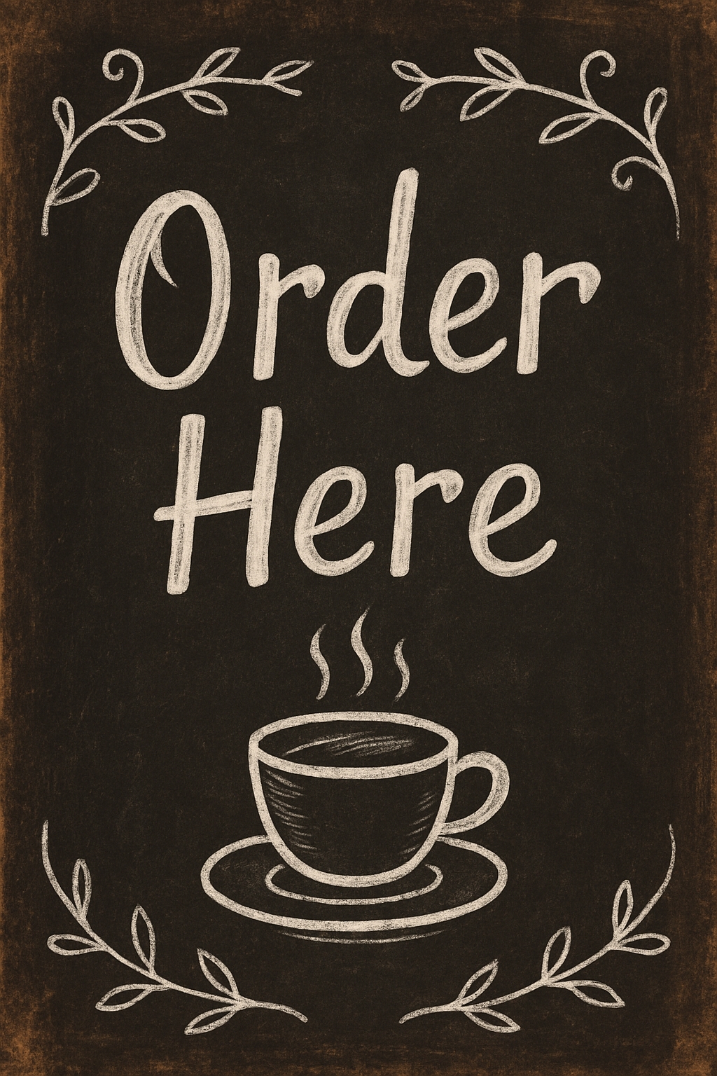 Rustic Chalkboard 'Order Here' Coffee Sign Design for Events Event Sign
