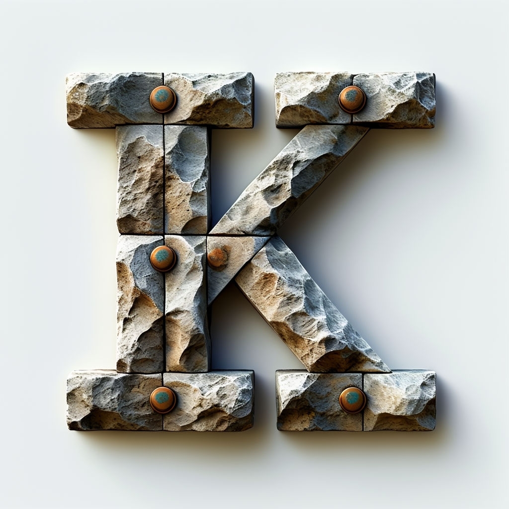 Elegant Weathered Stone K Monogram Design Art for Branding Monogram