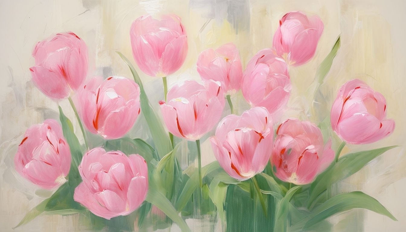 Serene Impressionistic Pink Tulips Art for Tranquil Spaces Art