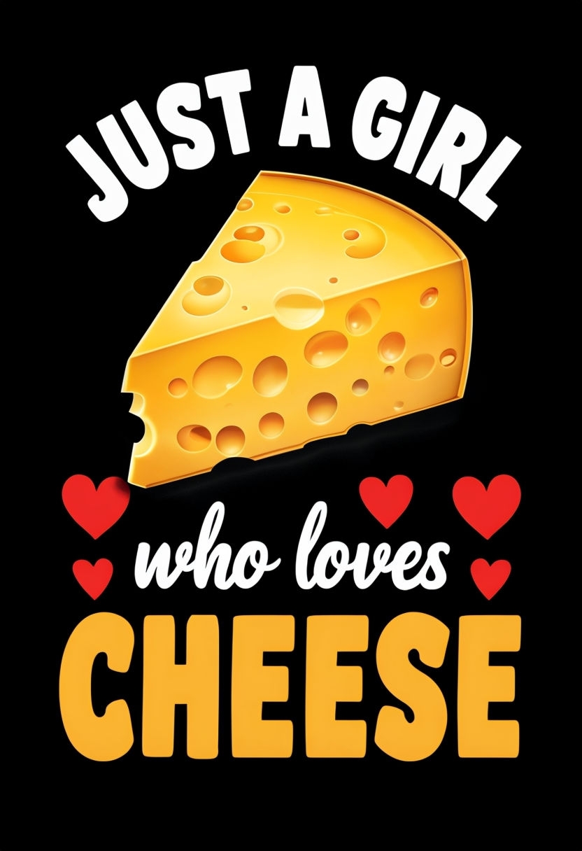 Just a Girl Who Loves Cheese Playful Typography T-Shirt