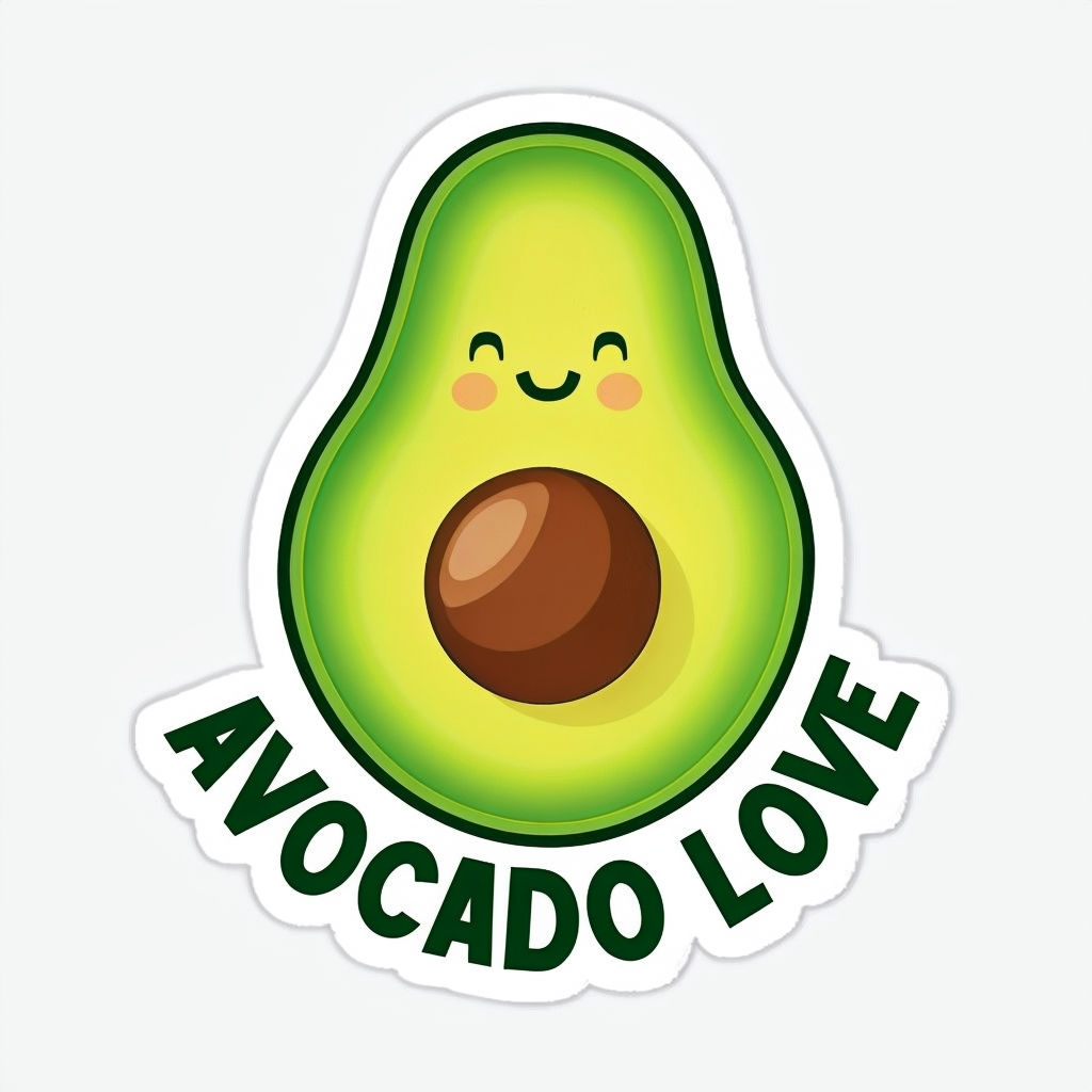 Smiling Avocado Half with Happy Pit Sticker