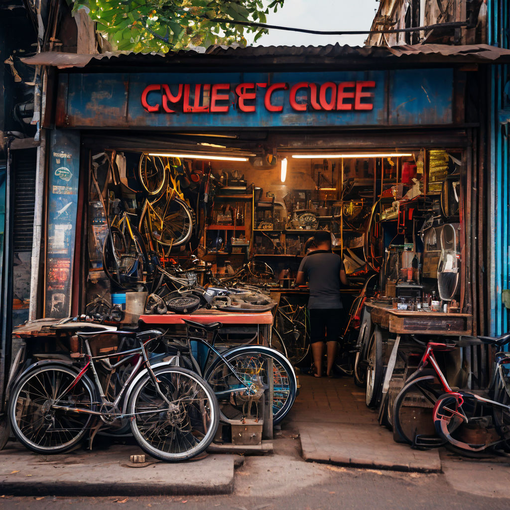 A cycle shop and its owner by apple Mr Playground