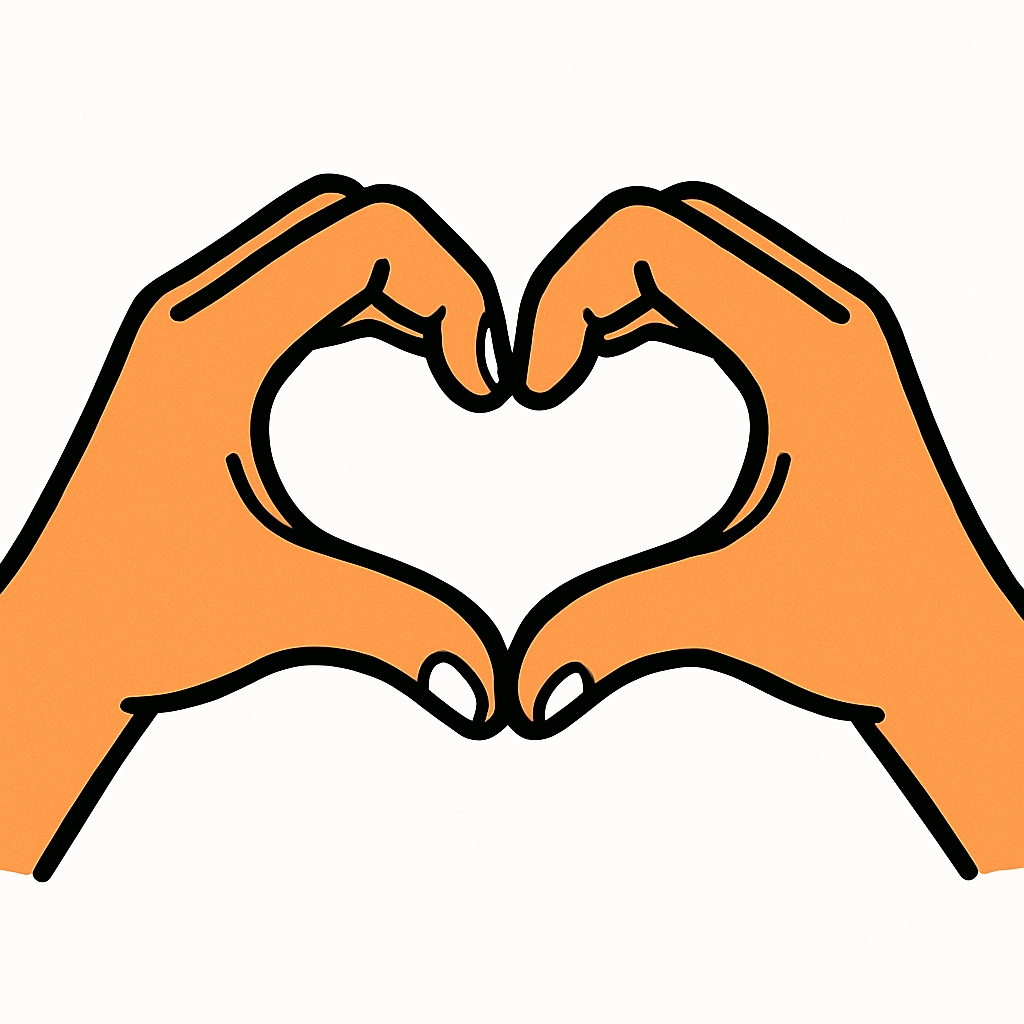 Orange Hands Heart Cartoon Illustration Mug