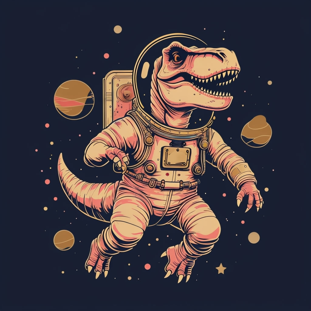 Whimsical Astronaut Dinosaur T-Rex in Space Mug