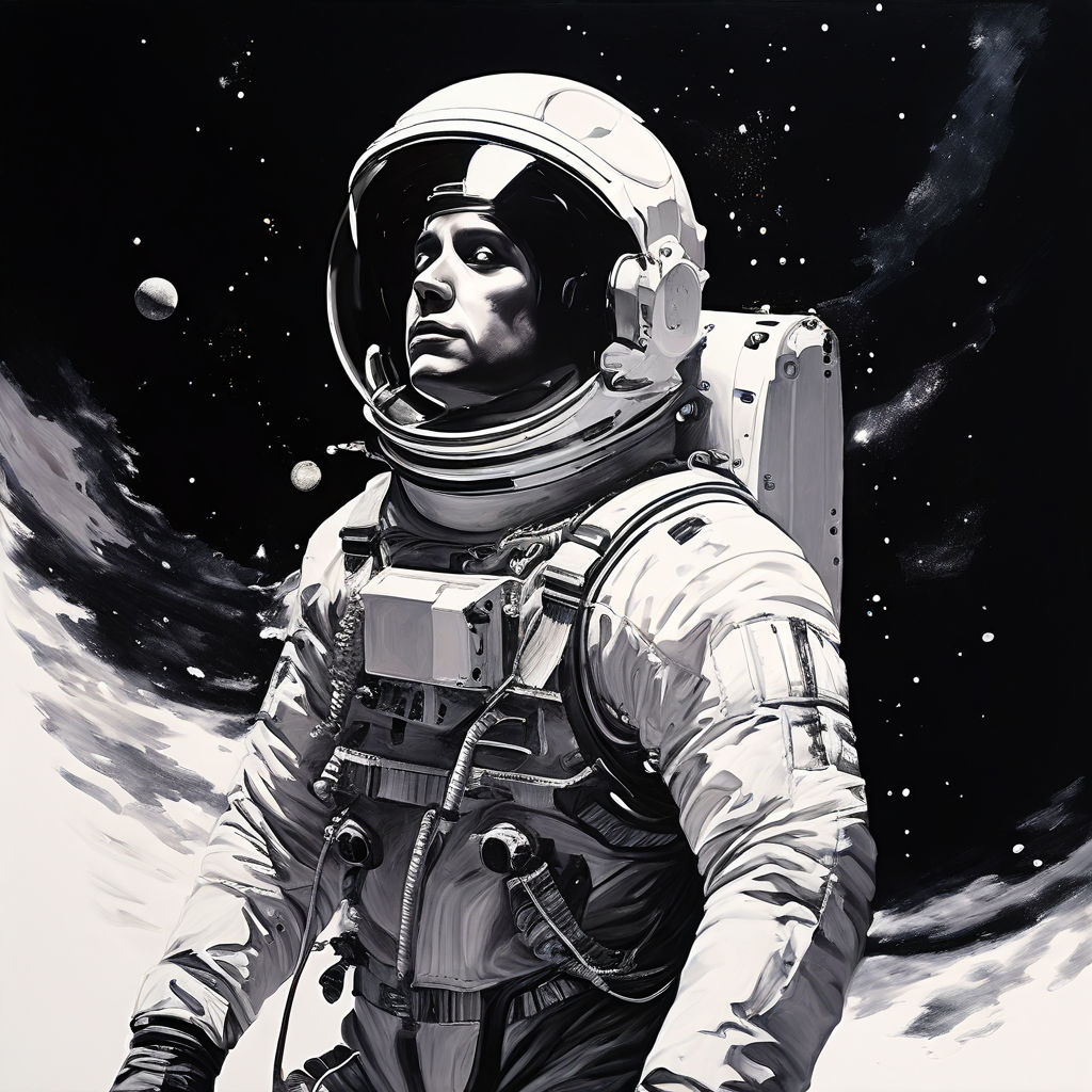 Astronaut in profile adrift in the cosmos by Richard Slay - Playground