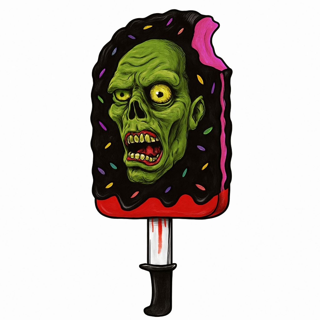 Zombie Horror Ice Cream Popsicle Sticker with Colorful Sprinkles