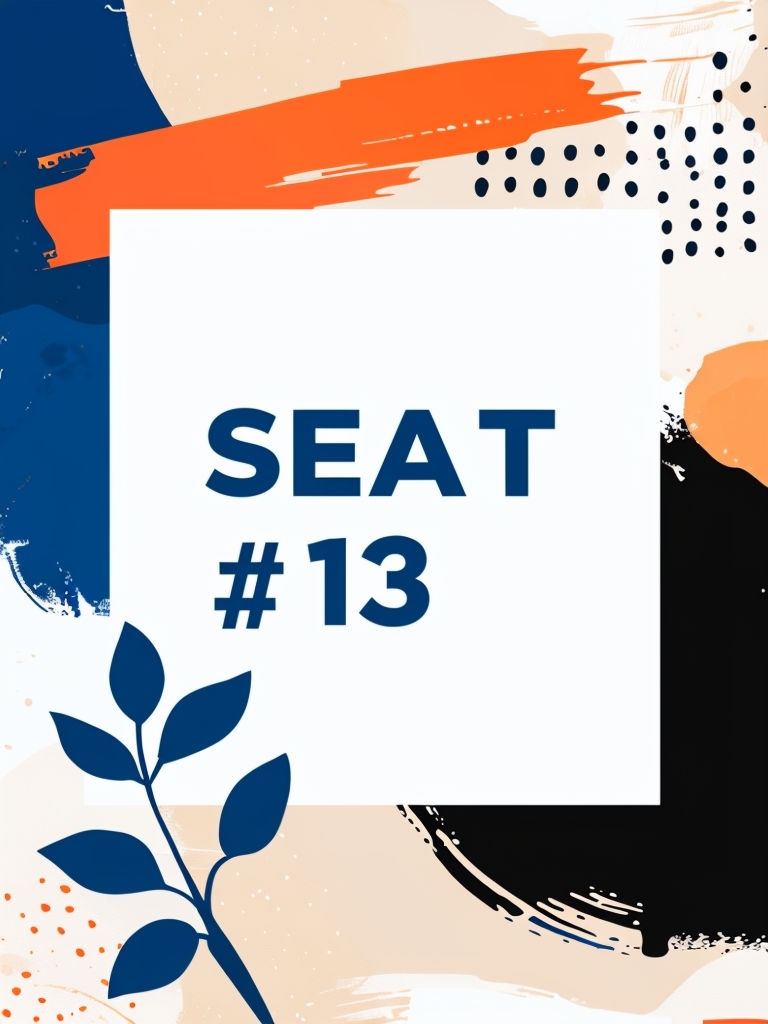 Modern Abstract Seat Number 13 Graphic Design Event Sign