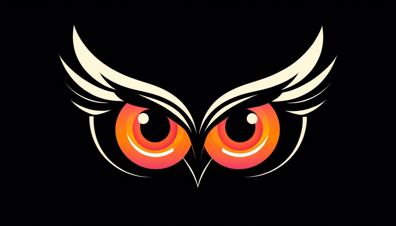 Minimalist Owl Face Vector Graphic on Black Background Virtual Backgrounds