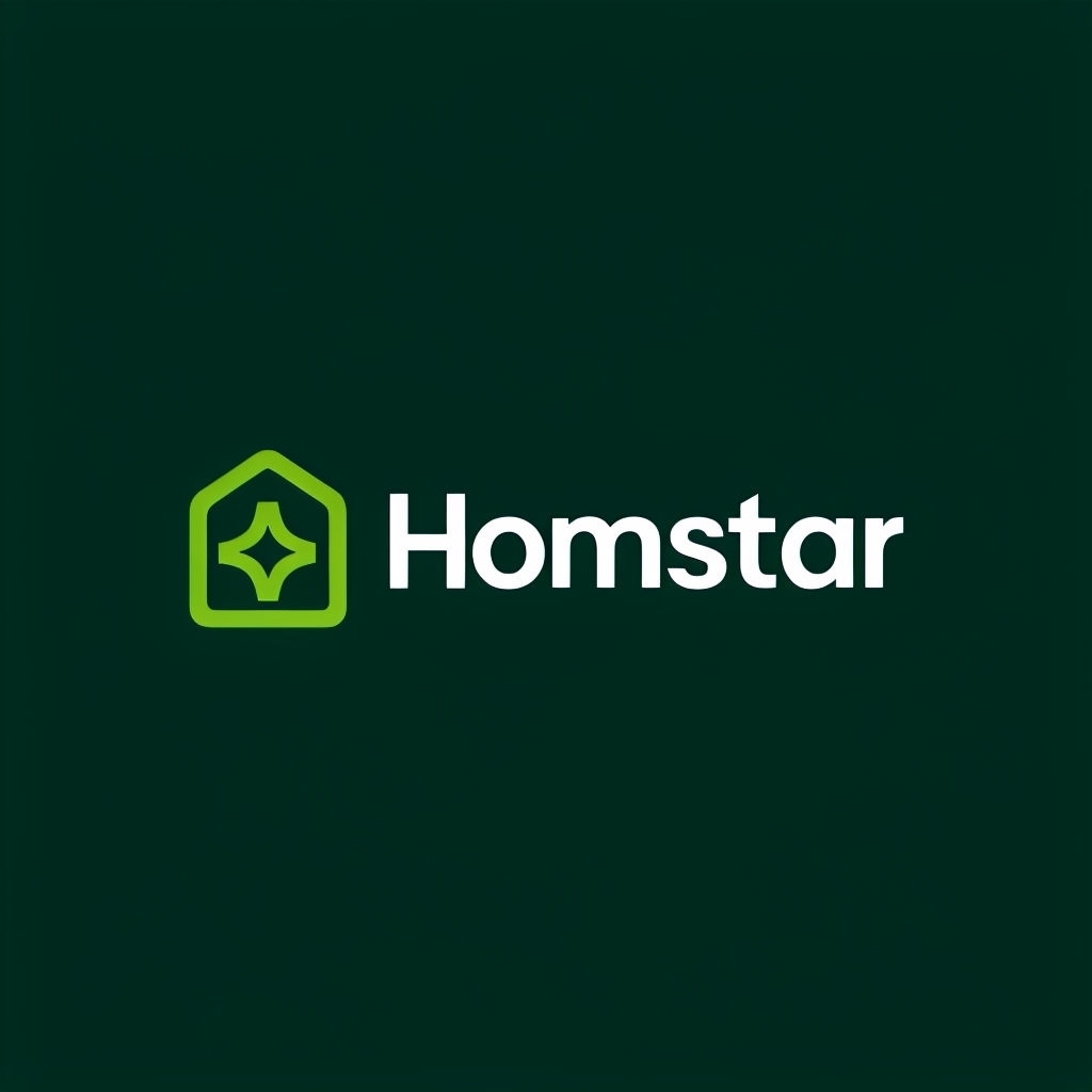 Minimalist Homstar Logo with House and Star Icon Design