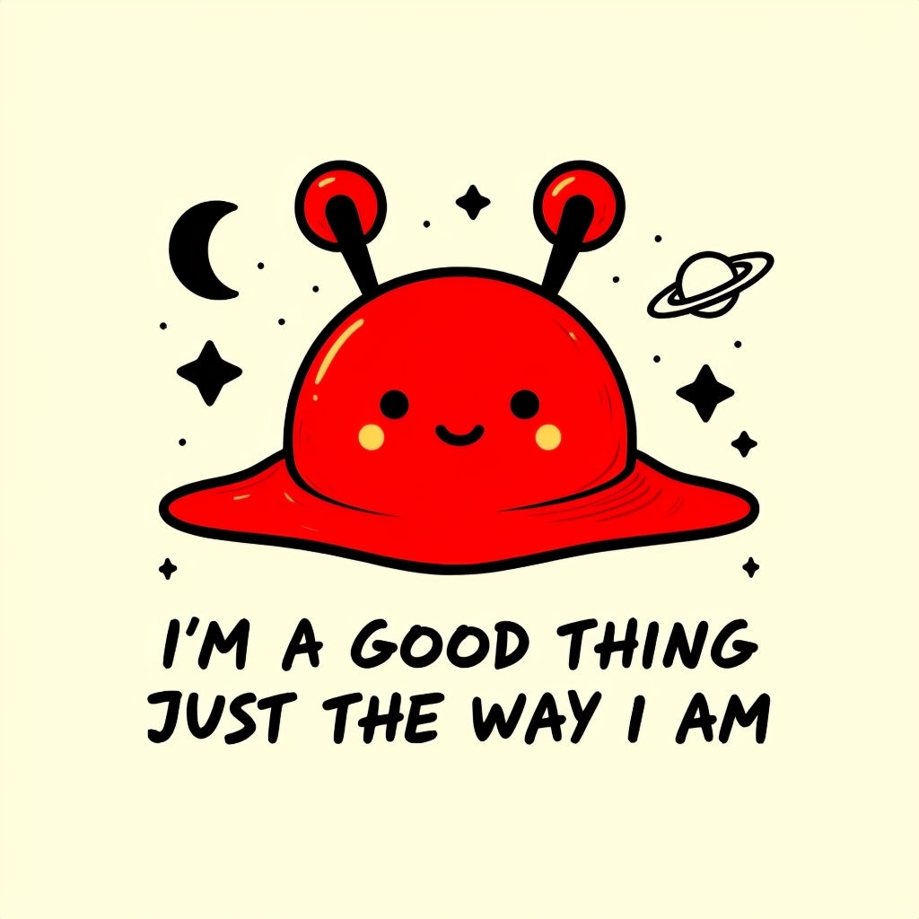 Cheerful Alien Character with Positive Message T-Shirt