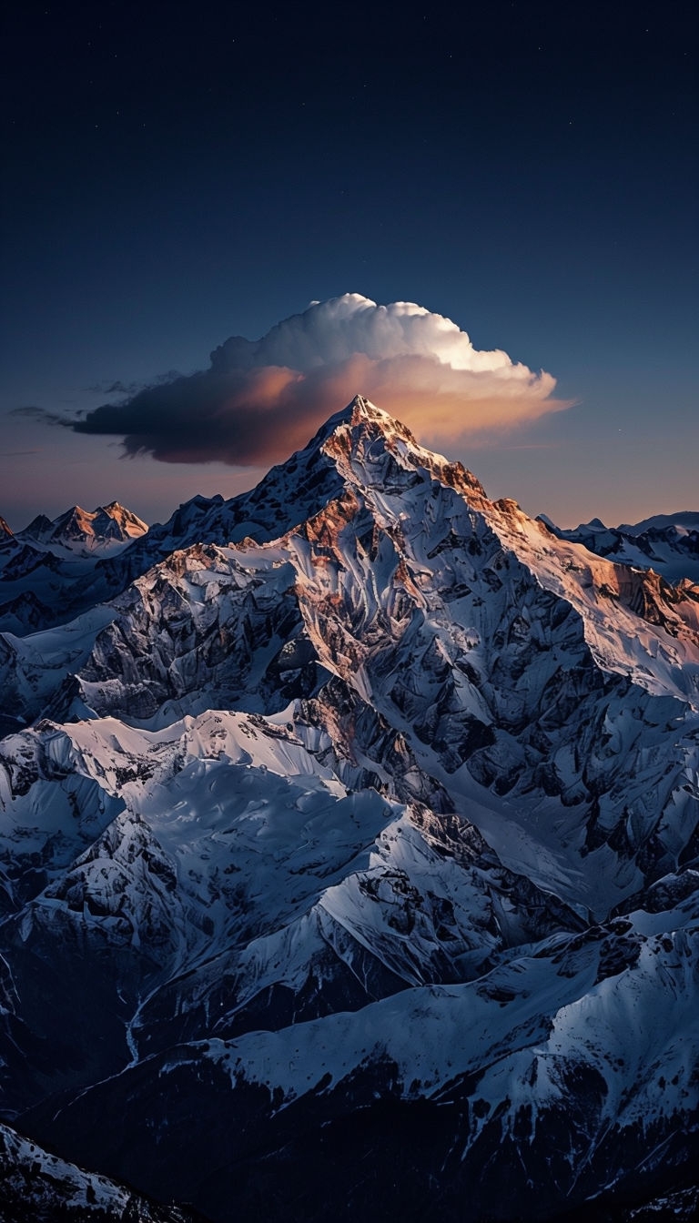 Majestic Twilight Snow-Covered Mountain Landscape Mobile Wallpaper