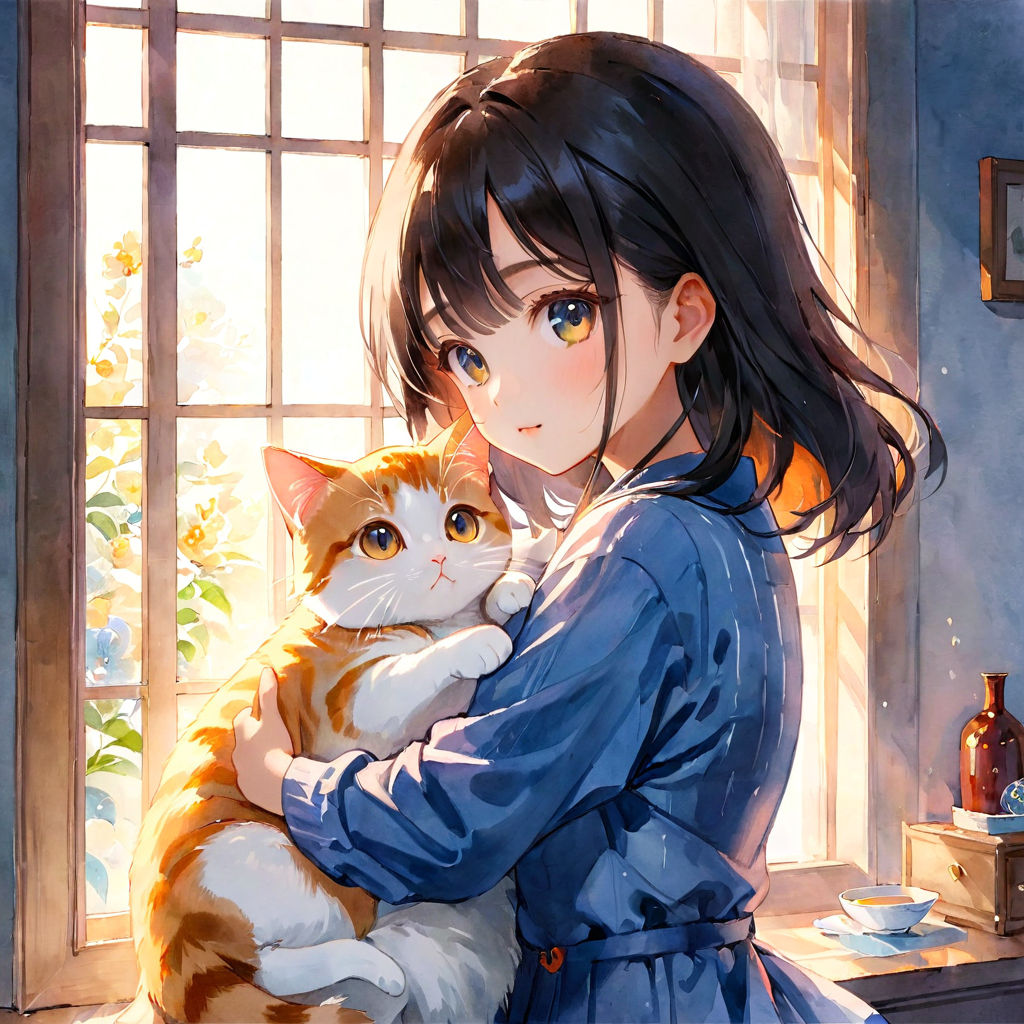 anime artwork cute cat girl