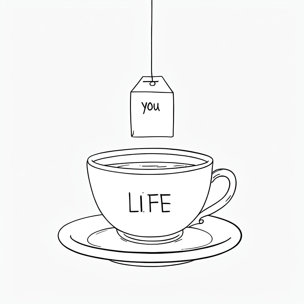 Minimalist Teacup and Tea Bag Tag Life Art Poster