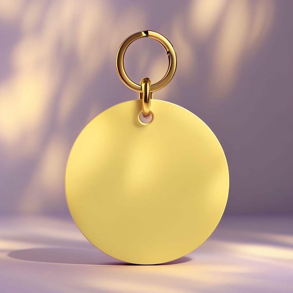 Pastel Yellow Geometric Circle Keychain Mockup