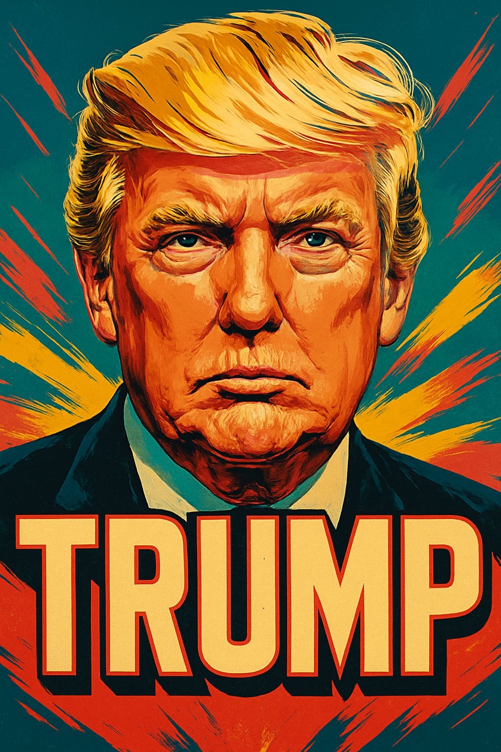 Bold Portrait of Styled Man with Trump Text Digital Art Poster