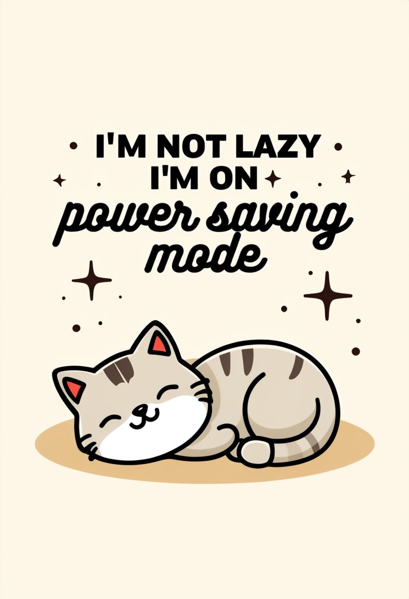 Humorous Sleeping Cat Quote I’m Not Lazy T-Shirt