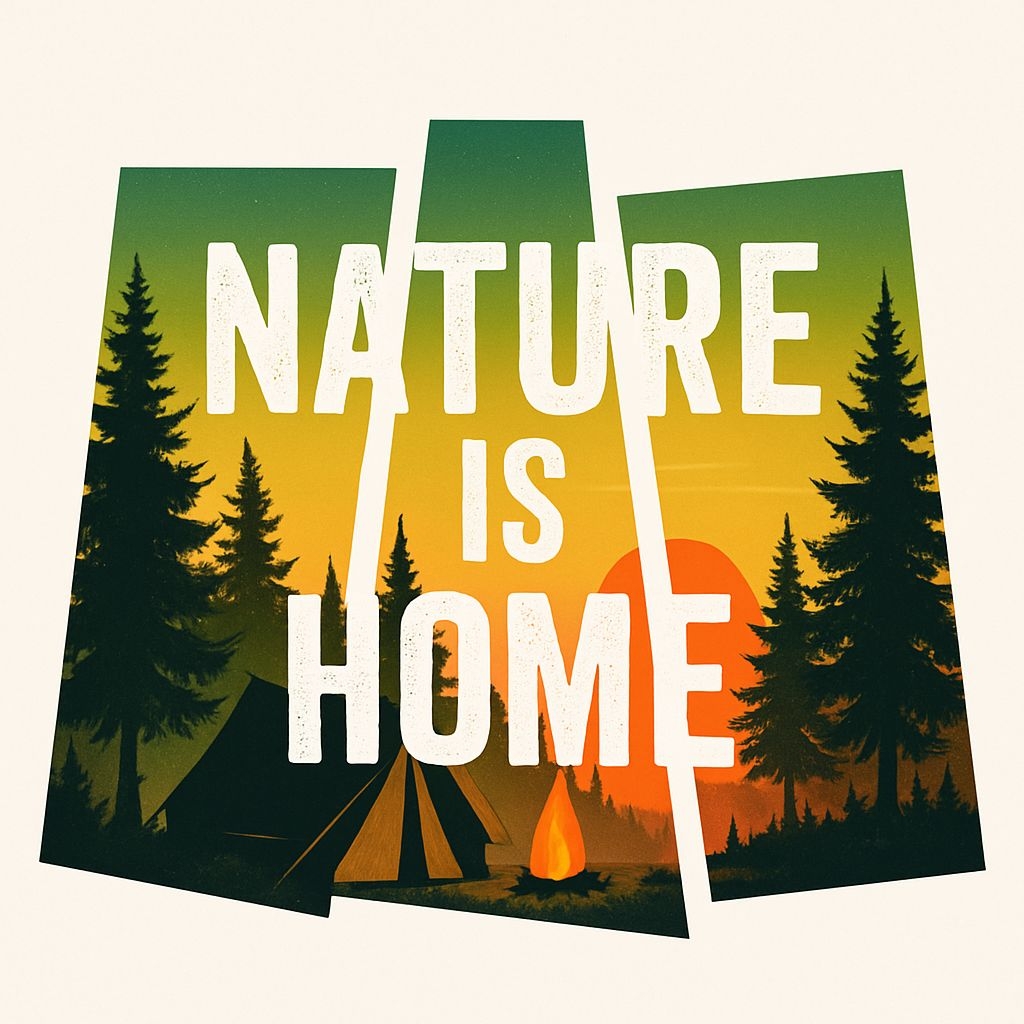 Nature Is Home Camping Scene with Sunset T-Shirt