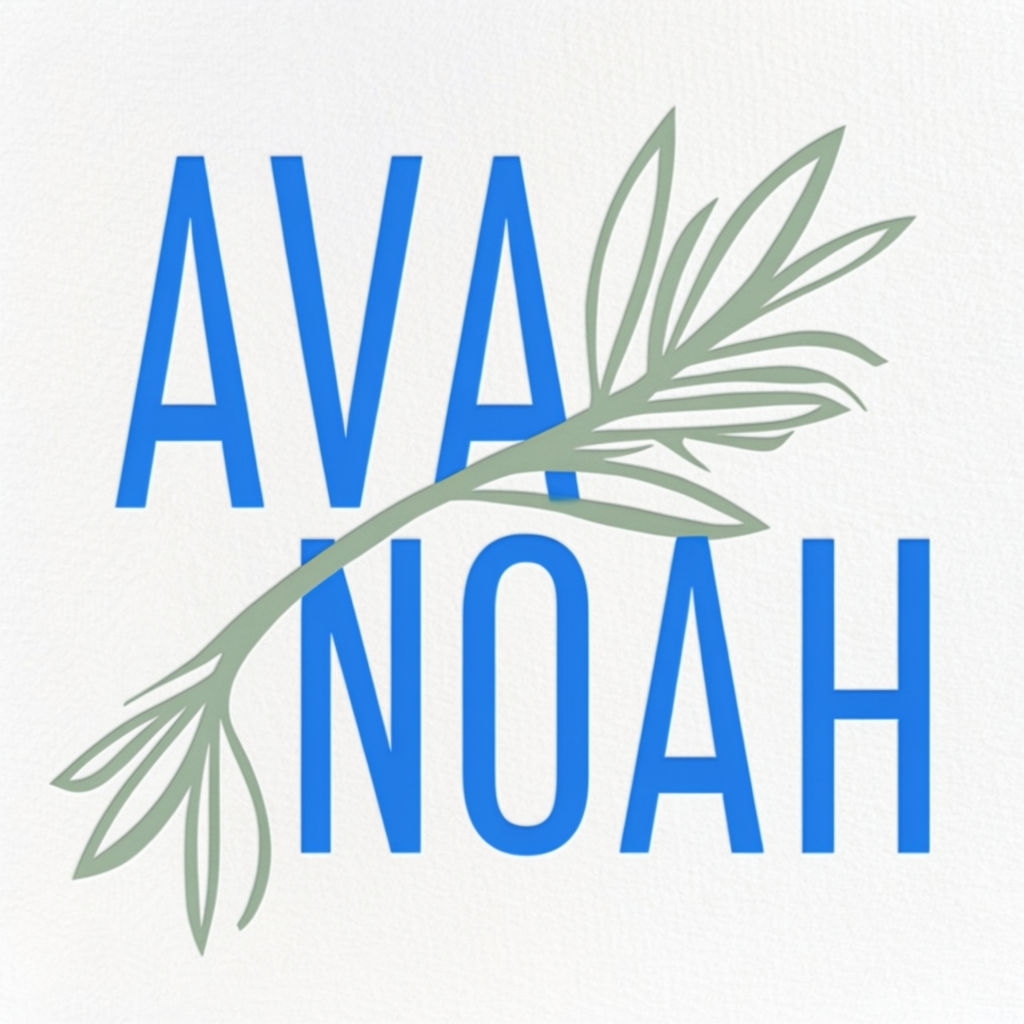 Modern Abstract AVA & NOAH Asymmetrical Monogram Design