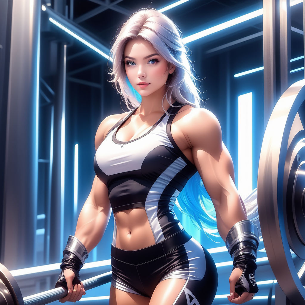 Beautiful fitness anime gym girl