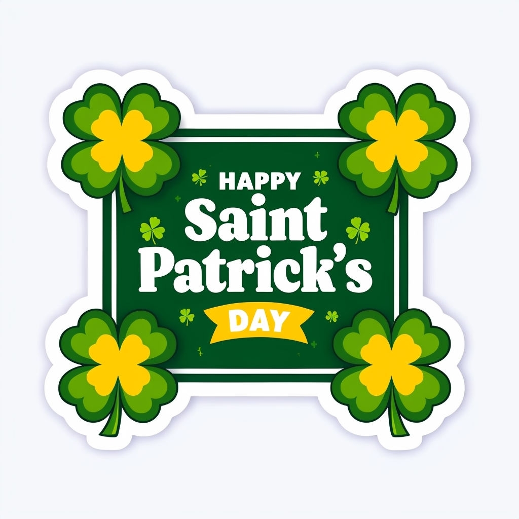 Festive Saint Patrick's Day Shamrock Cartoon Sticker