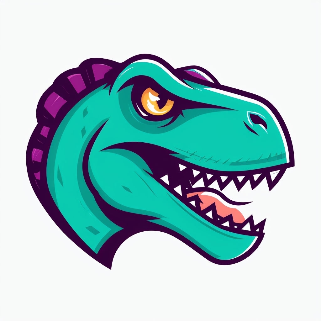 Vibrant Cartoon Dinosaur Head Illustration Sticker
