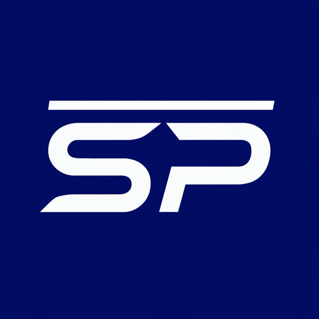 Elegant Navy Blue SP Monogram Logo Design with Minimalist Line Monogram