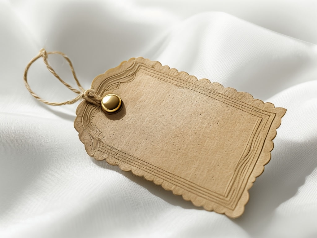 Elegant Vintage-Style Cardboard Tag on Soft Fabric Mockup
