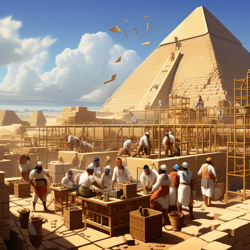 Ancient Egyptian architects and engineers working with skill... by 최성호