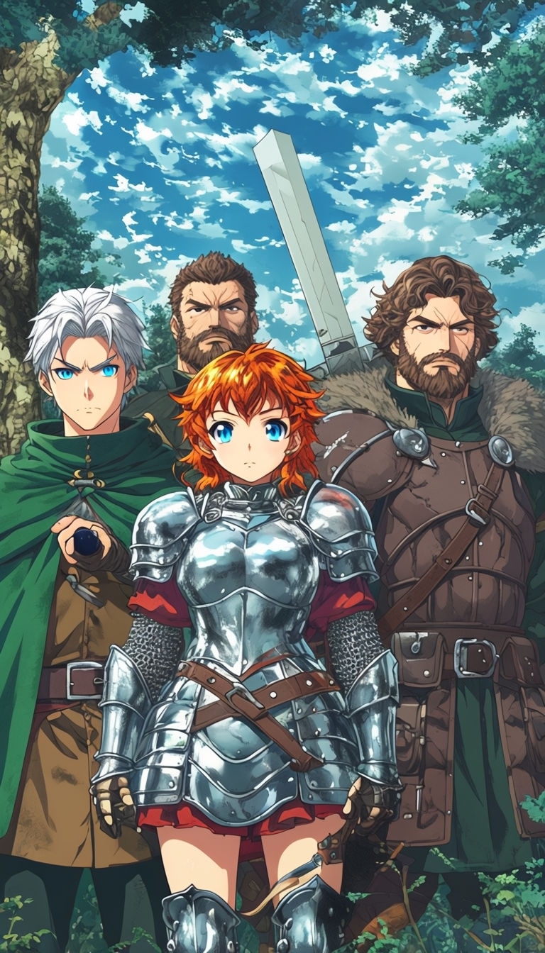 Anime Fantasy Heroic Characters Adventure Art Poster