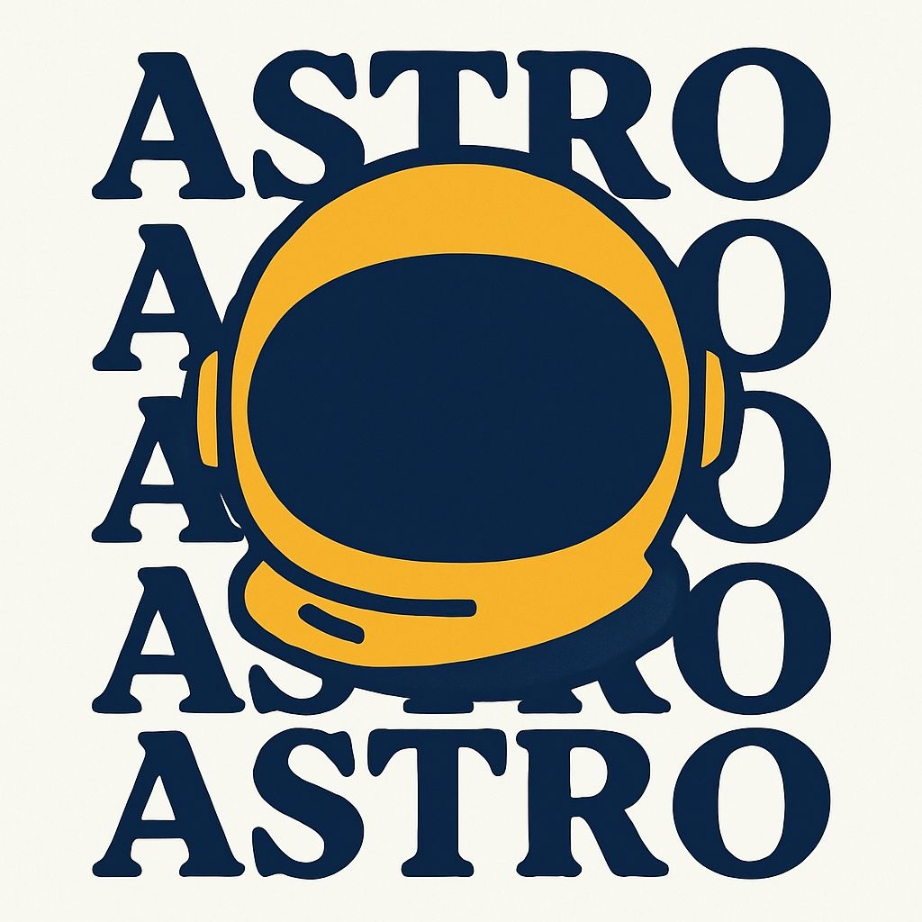 Stylized Astronaut Helmet with Bold ASTRO Text T-Shirt