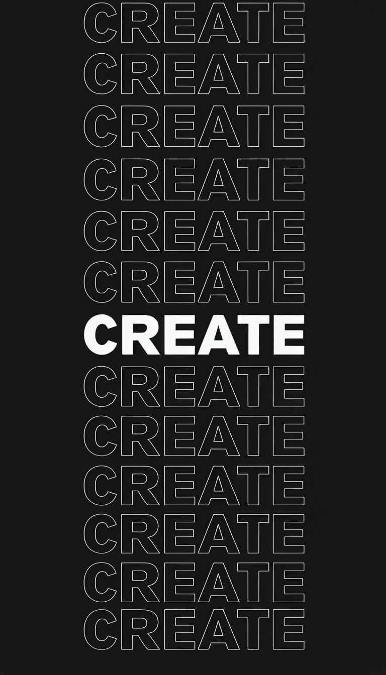 Bold Minimalist CREATE Typography Design on Black Background Poster