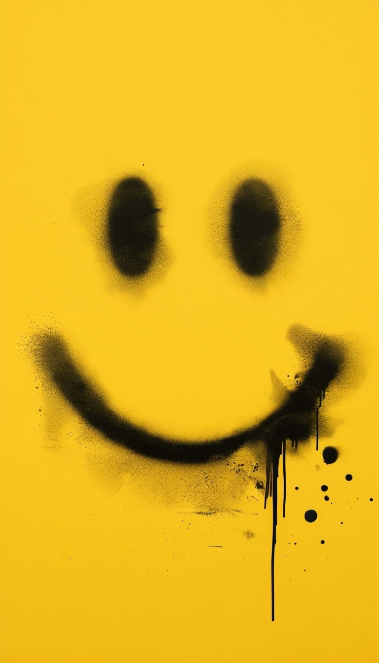 Minimalist Black Smiley Face on Bright Yellow Background Phone Case Cover