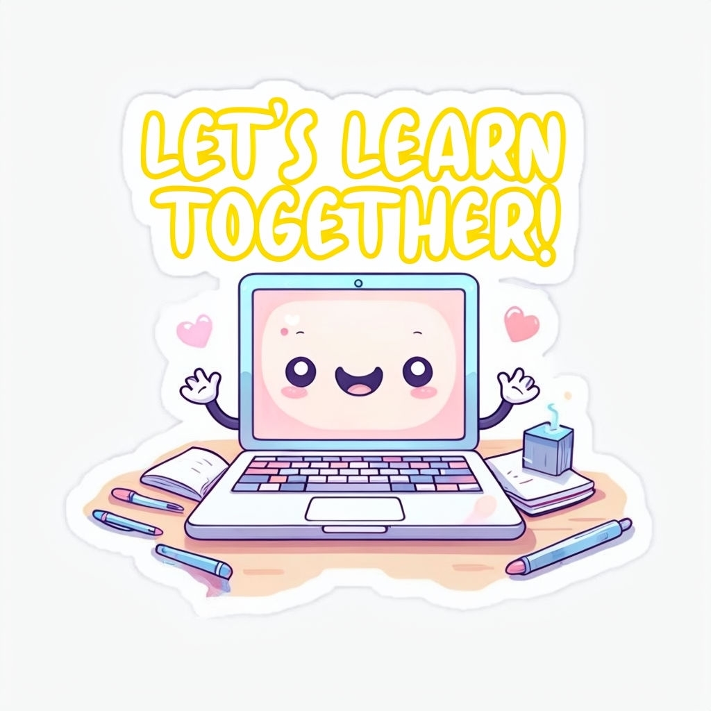 Cute Laptop Character with School Supplies Sticker