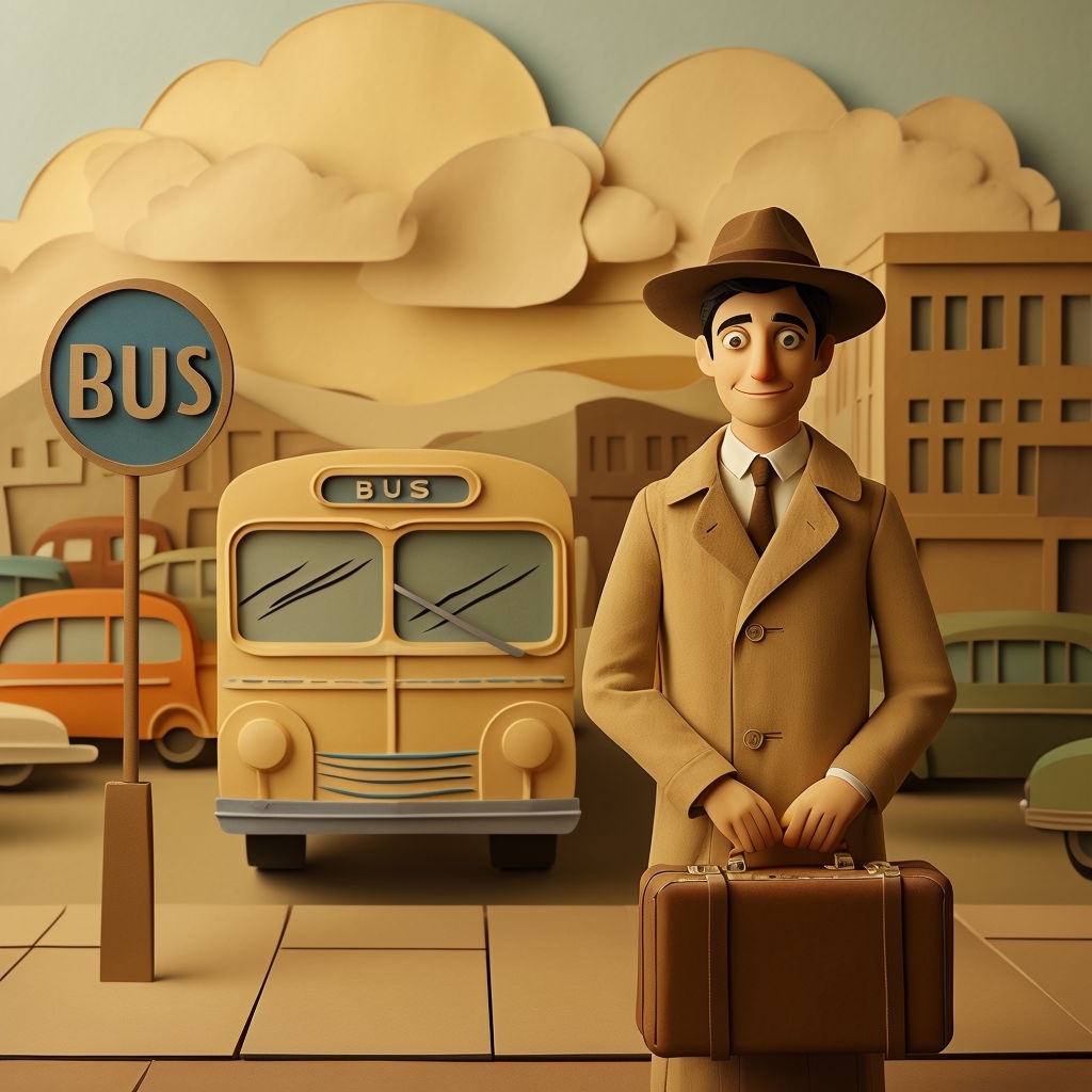 Whimsical 1940s Nostalgic Cityscape Paper Cutout Art