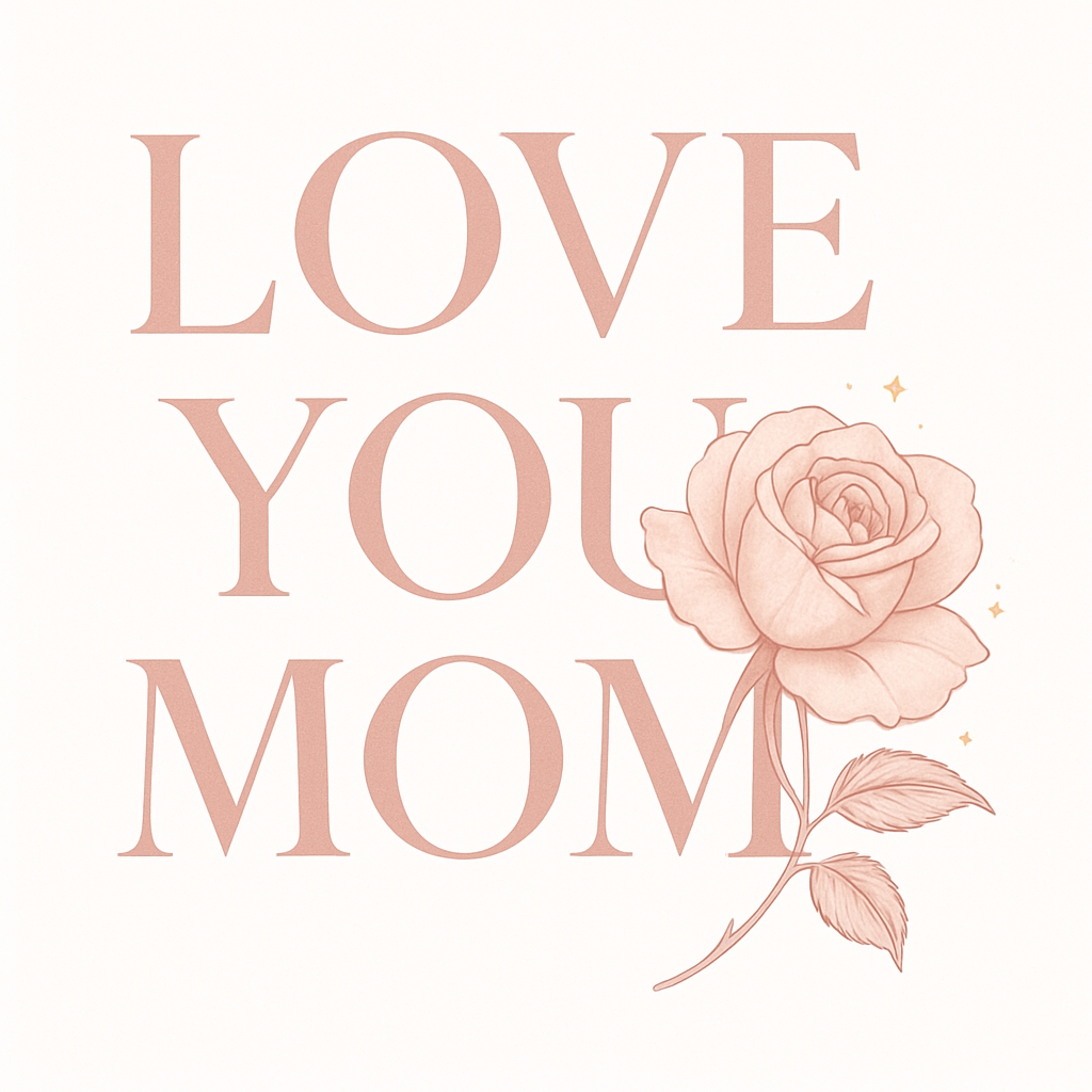 Elegant Love You Mom Minimalist Design with Rose Illustration Mug