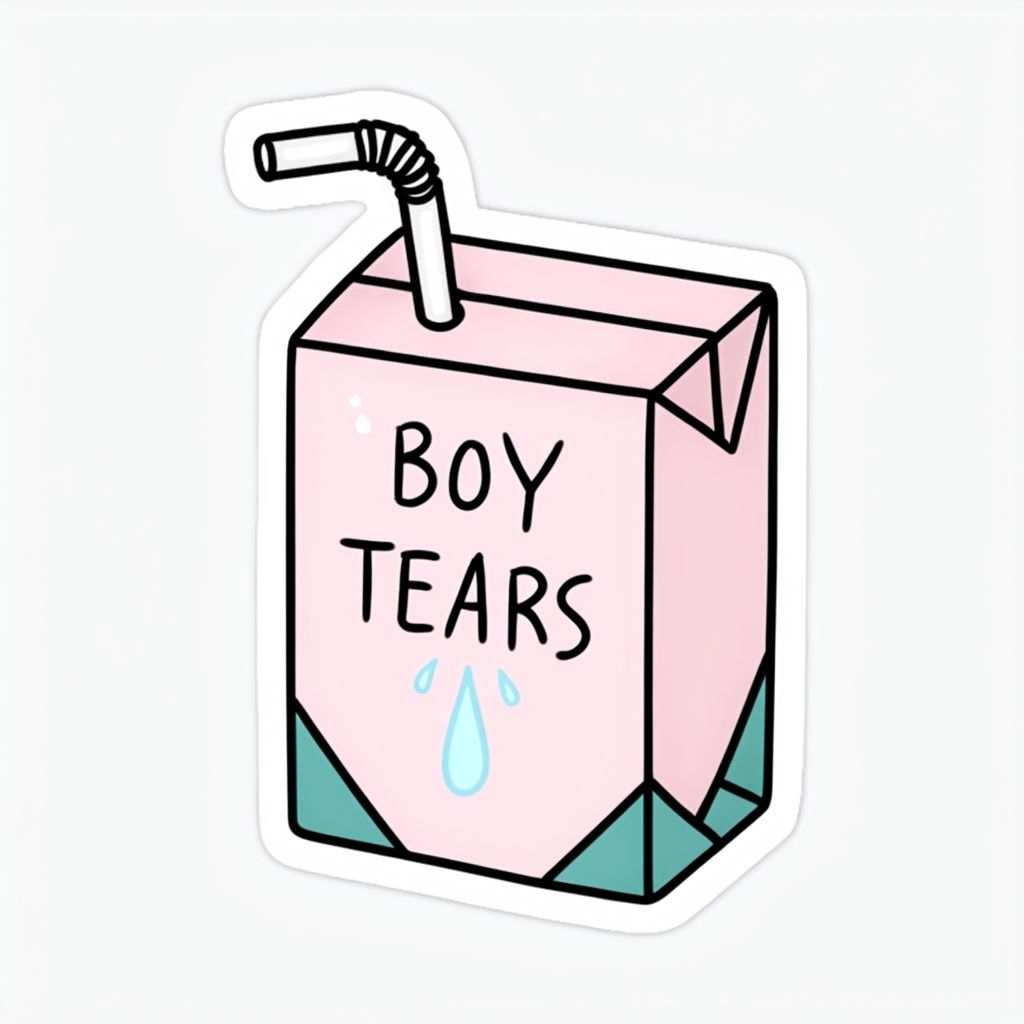 Playful Pink Juice Box with 'Boy Tears' Sticker