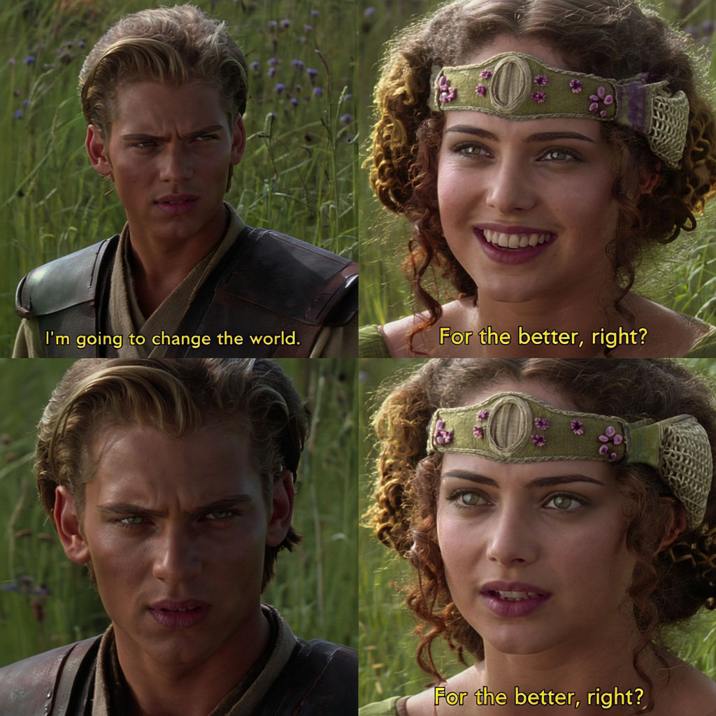 Emotional Sci-Fi Collage of Anakin and Padme Amidala Poster