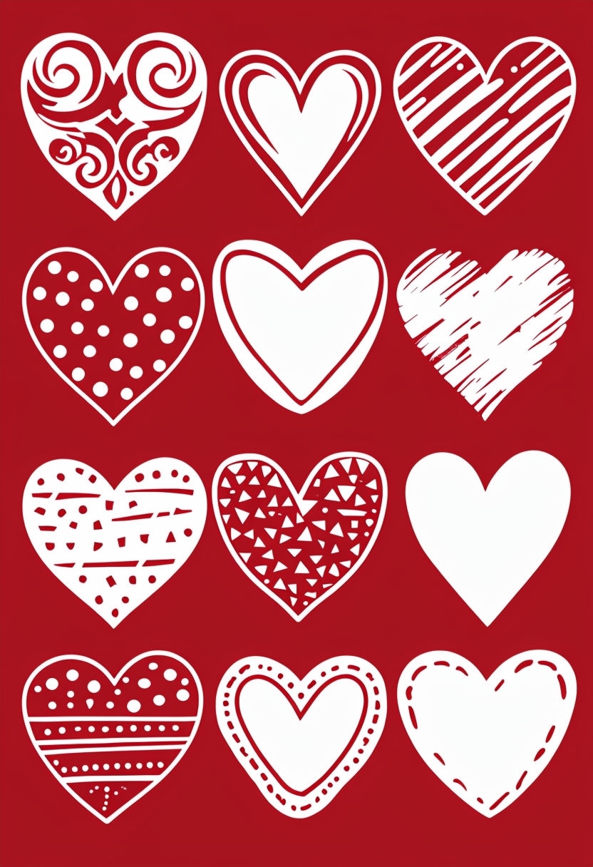 Vibrant White Hearts Pattern on Deep Red Background T-shirt