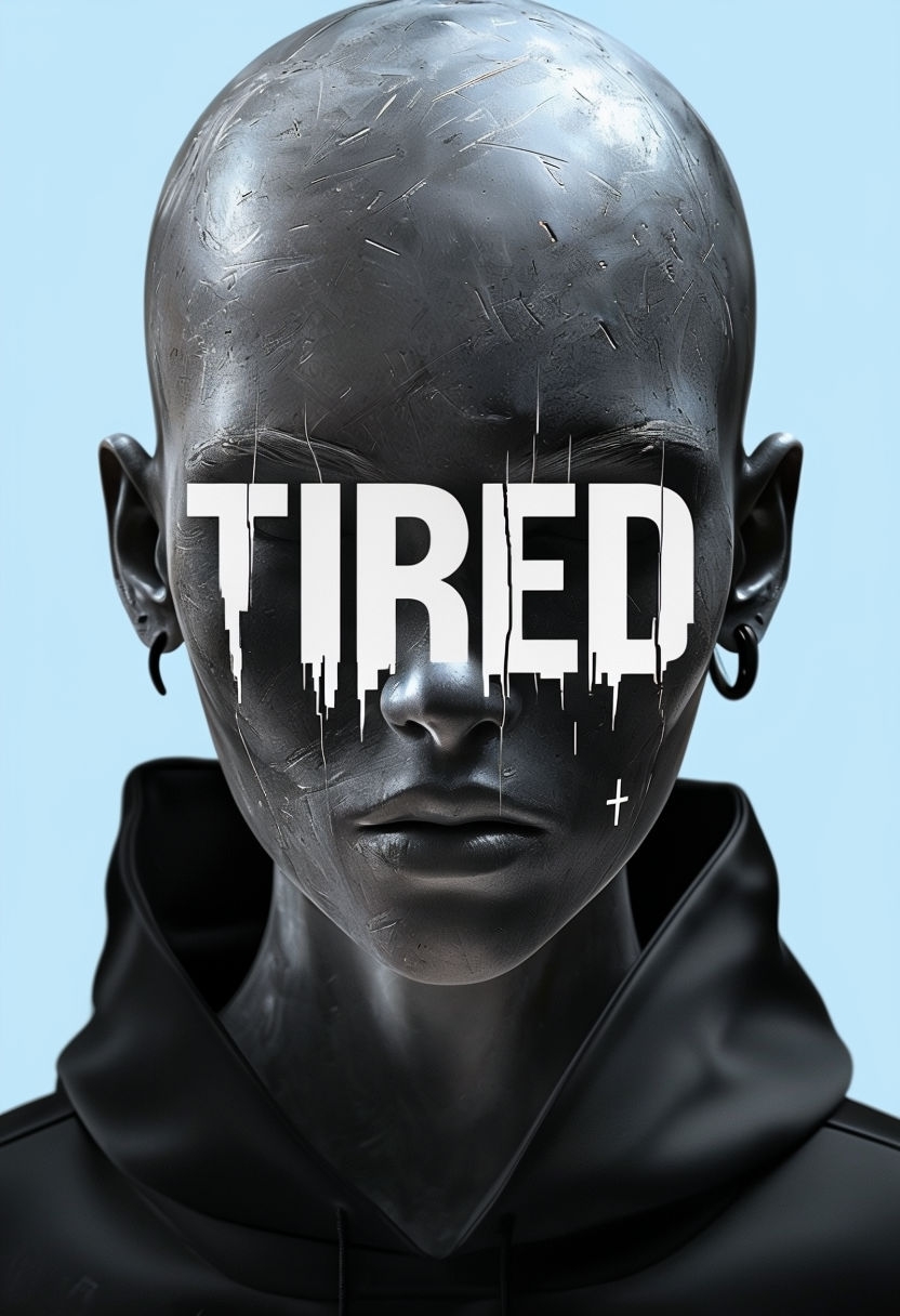 Futuristic Humanoid 'Tired' Digital Art Illustration Art