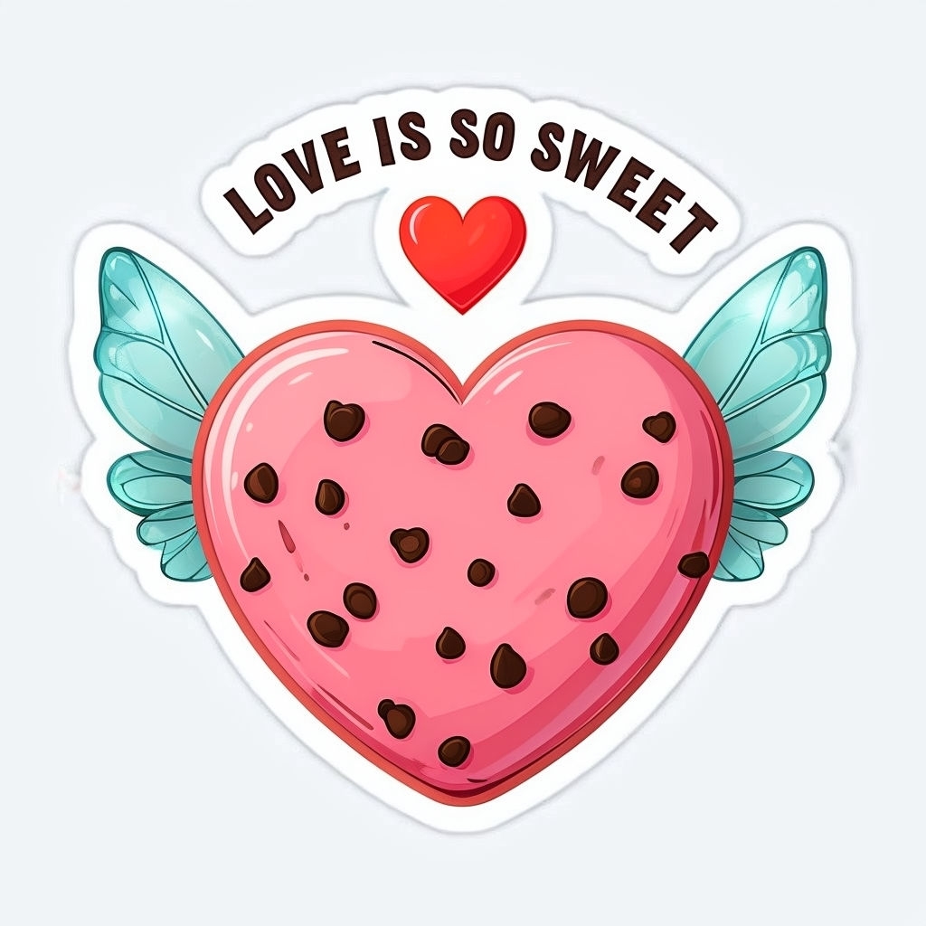 Whimsical Heart Shaped Love Is So Sweet Cartoon Sticker