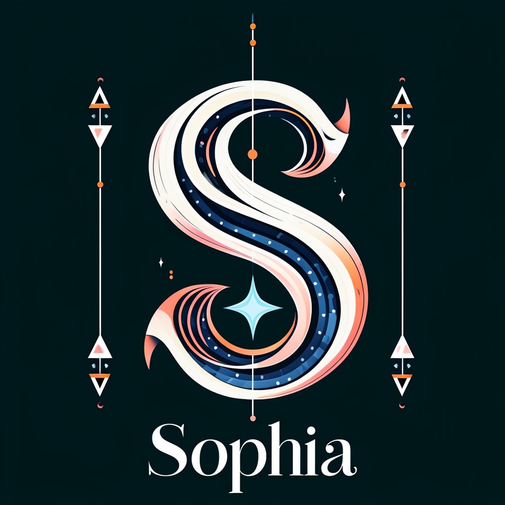 Elegant Modern Letter S Design with Sophia Name Monogram